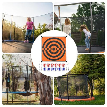 Trampoline Dart Board Toys – Plush Cloth PP 72x72cm | Interactive Adhesive Game Set | Kids Dart Board Sticky Ball Target Wall Game Trampoline Accessory for Home Garden Park Training Club Use
