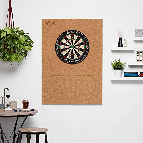 Viper Wall Defender III Cork Dartboard Surround, Reversible Cork Dart Board Wall Protector for 17.75 and 18 Inch Sisal Bristle Dartboards, 8.2 Sq Ft, Tan
