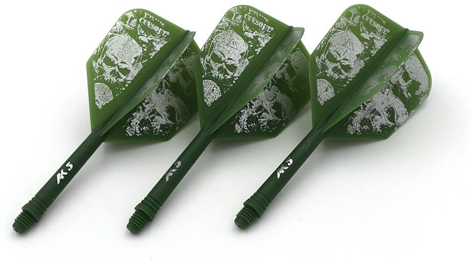 CUESOUL ROST Integrated Dart Flight and Shafts Meduim/Small/Large - color: Green Skull, size: Size S-21mm