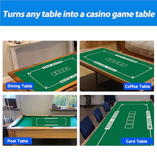 GSE Games & Sports Expert 36" x 72" Casino Layout Felt, Professional Casino Tabletop Mat for Parties, Casino Poker Game Night - style: Texas Hold'em Poker