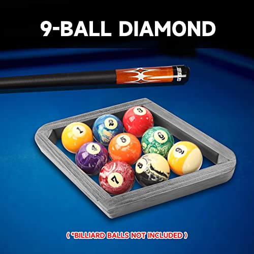 GSE Games & Sports Expert Deluxe Heavy Duty Solid Wood Billiard 8-Ball Triangle / 9-Ball Diamond Pool Ball Racks for 2-1/4" Pool Balls, Billiards Accessories - color: Brushed Grey, style: 9-Ball Diamond Rack