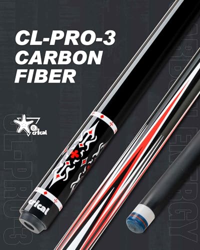 CRICAL Carbon Fiber Pool Cue Stick 58" Billiard Cue Sticks Professional Low Deflection Pool Sticks with 3/8 * 8 Pin Joint and 12.5mm Tip - color: 007-CLPro3