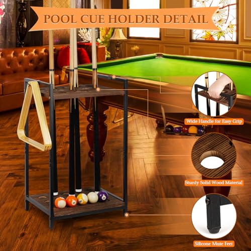 Pool Stick Holder Pool Cue Holder Rack Cue Stick Holder 10 Cues Billiard Cue Racks for Billiard Room Club Pool Table Accessaries (Torched Black 10-Hole) - color: Black