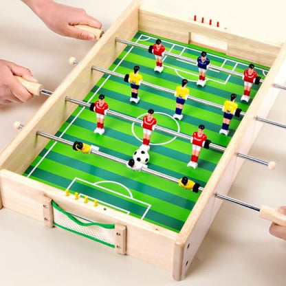 Wooden Tabletop Game Set, Mini Foosball & Ice Hockey Table Combo | 2 in 1 Tabletop Game, Desktop Ice Hockey Toy, Two Player Sports Game
