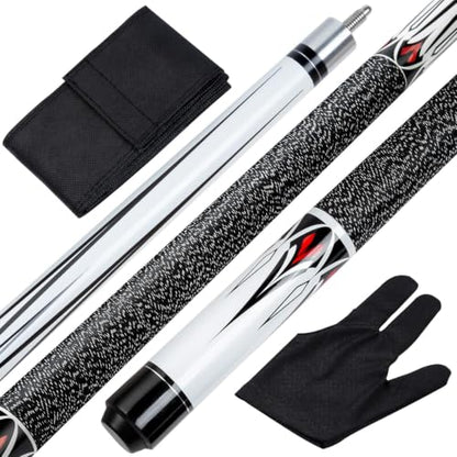 Pool Cue Stick - 58 inch Maple Billiard Pool Stick, 19/20/21 oz 1/2 Maple Pool Cue Stick Kit, 2-Piece Billiard Pool Cue Stick - color: White With Case(20 oz/13mm)