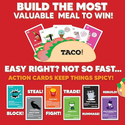 Taco vs Burrito - The Wildly Popular Surprisingly Strategic Card Game Created by a 7 Year Old - 5 Ways to Play - a Family-Friendly Party Game for Kids, Teens & Adults - style: Original Edition