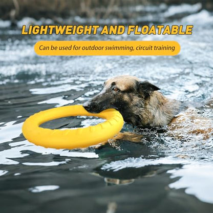 WishLotus Dog Ring Toy and Flying Disc, Interactive Floating Dog Toys Set for Outdoor, Training and Teeth Cleaning Chewers Fetch Toys for Large Dogs (Yellow) - color: Yellow