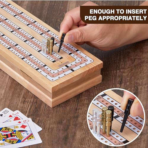 Vamslove Magnetic Cribbage Board 15'' Wooden Folding 3 Track Game Set, w/Instruction, Storage Slots for 2 Playing Cards/Pegs, Card Games for Travel Family Night
