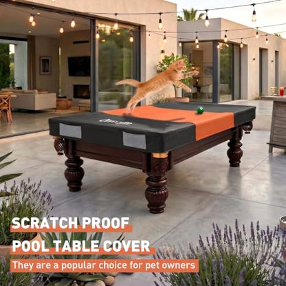 Oreenym Pool Table Cover 9FT, Billiard Tables Cover with Storage Pocket | Heavy Duty 600D Oxford, Waterproof & UV Resistant, Tear & Scratch Resistant, Easy to Clean - size: 9ft - 112"L x 62"W x 8''H