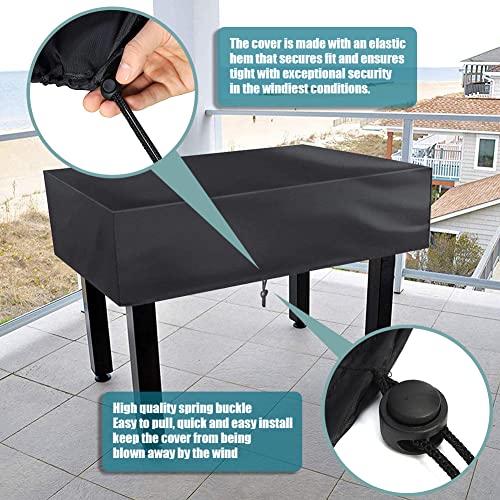 Foosball Table Cover, Outdoor Waterproof, Black, Polyester, Drawstring Closure, Fits 64x45x19in Tables