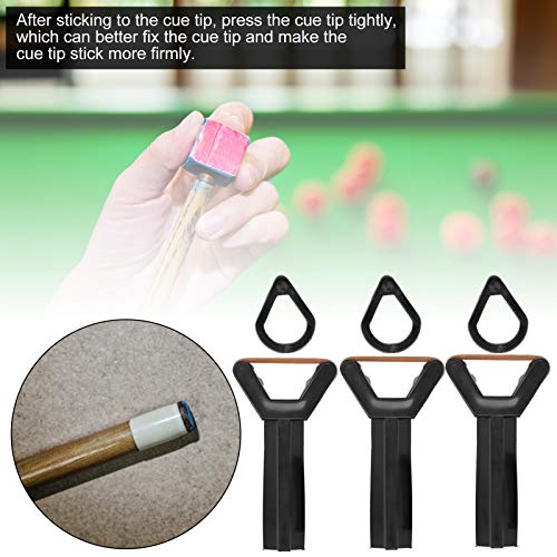 VGEBY Billiard Cue Tip Clamp,Cue Tip Snooker Billiard Pool Cue Tip Clamp Elastic Rubber Fastener Repair Tool(3 Sets/Sale)