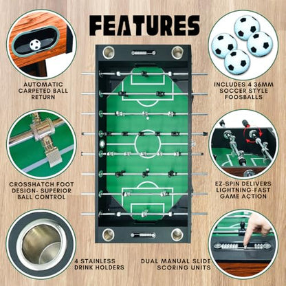 Freetime Fun Foosball Table 56" Pro Tournament Premium Table for Game Room, Easy Assembly Soccer Foosball Table Durable & Stylish with Quick Spin Handles