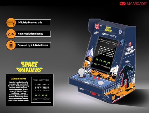 My Arcade Space Invaders Nano Player - Arcade Classics 4.8" Portable Handheld Mini Arcade Machine, 2.4" Screen Color Display, Retro Video Game - style: Space Invaders
