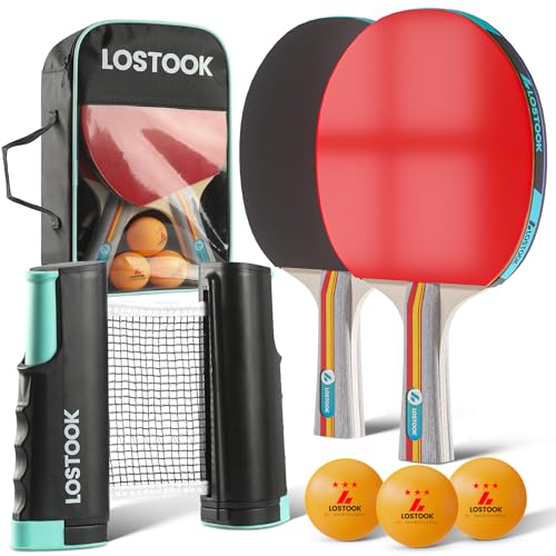 Professional Ping Pong Paddles Set of 2/4 with Table Tennis Rackets and 3 Star Balls, Portable Ping Pong Table Net with Clamps for Any Table, Home/Outdoor Games - color: Gray