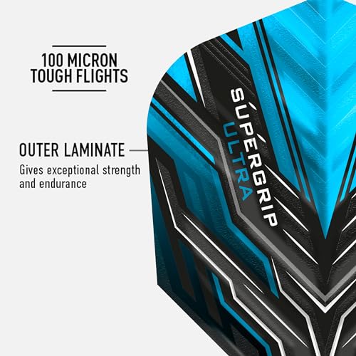 Harrows SUPERGRIP Ultra Flights| Set of x5 Premium Extra Strong Dart Flight Bag (15 Flights) (Blue) - color: Blue