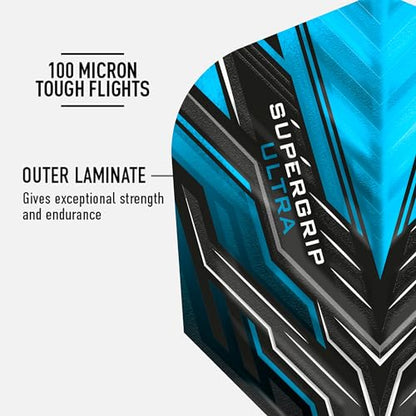 Harrows SUPERGRIP Ultra Flights| Set of x5 Premium Extra Strong Dart Flight Bag (15 Flights) (Blue) - color: Blue