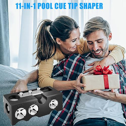 11-in-1 Pool Cue Tip Shaper, 14pcs Pool Cue Tips Replacement and Repair Kit, Pool Table Accessories for Replacement and Shaping Cue Tips ,Professional Cue Stick Tool Kit for Billiards Enthusiastsm