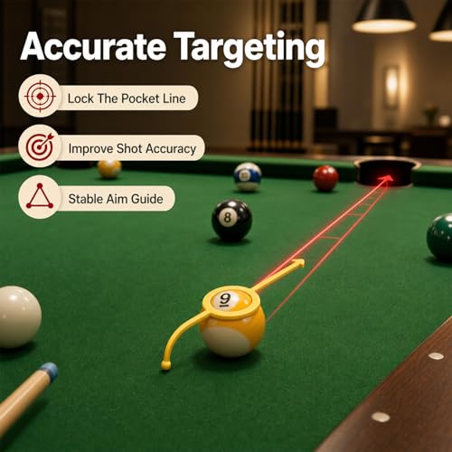 9 Pcs Billiards Training Aids, Pool Cue Shot Aiming Trainer | Practice accessories for standard 2-1/4 inch pool balls, cue shot aiming, billiards drills, beginner and intermediate players
