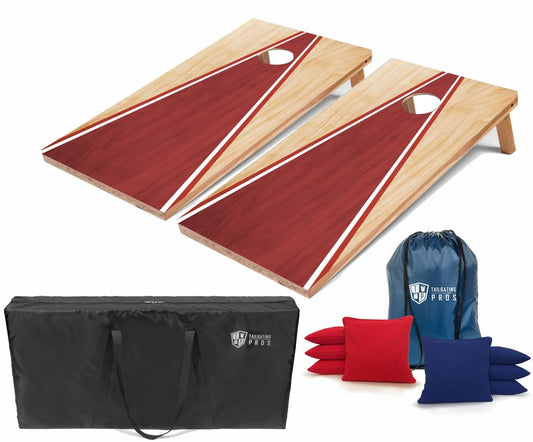 Tailgating Pros Regulation Cornhole Boards - 4'x2' Lightweight Wooden Retro and Classic Themed Cornhole Game w/Carrying Case & Set of 8 Corn Hole Bean Bags w/Tote - color: Wooden Triangle