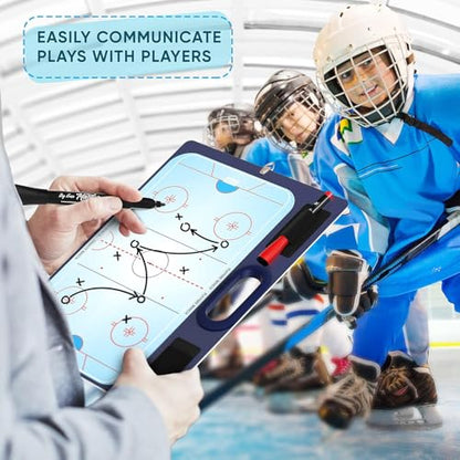 Hockey Dry Erase Board for Coaches 15x10.5 Inch Double Sided Whiteboard Coaching Board Equipment Includes 2 White Board Markers for the Hockey Accessories Making it the Perfect Coach Gifts