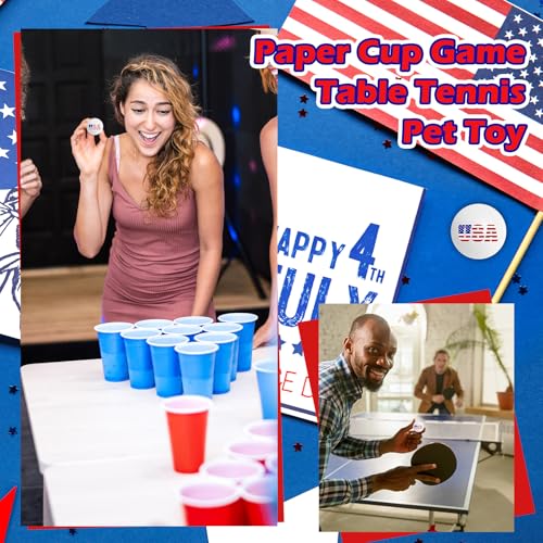 24 Pcs Independence Day Table Tennis Balls Bulk, 40mm Ping Pong Balls, 250th Anniversary Patriotic USA Funny Toys for 4th of July Party Gift. - style: Font style
