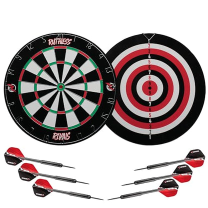 Ruthless | Rivals Family Dart Board Game | 18 * 1 Double Sided Dartboard Set Including 2 Sets of Darts (DB074).
