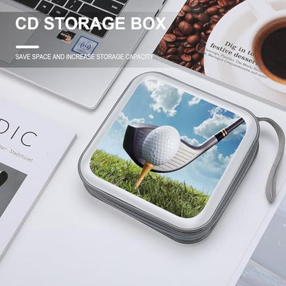 Golf Club CD Case Holder 40 Capacity DVD Case Wallet Portable Hard Plastic Disc Cases Storage Binder Large Storage Disc Wallet Bag with Zippers for Car Home Office Travel