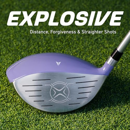 Precise M3 Complete Womens Golf Clubs Set, Includes Driver, Fairway, Hybrid, 7-PW Irons, Wedge, Putter, Stand Bag, 3 H/C's, Golf Clubs Women Right Handed - color: Purple, size: Standard