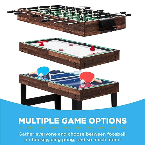 Best Choice Products 2x4ft Combo Game Table Set for Home, Game Room, Friends & Family w/Hockey, Foosball, Pool, Shuffleboard, Ping Pong, Chess, Checkers, Bowling, and Backgammon - color: Walnut