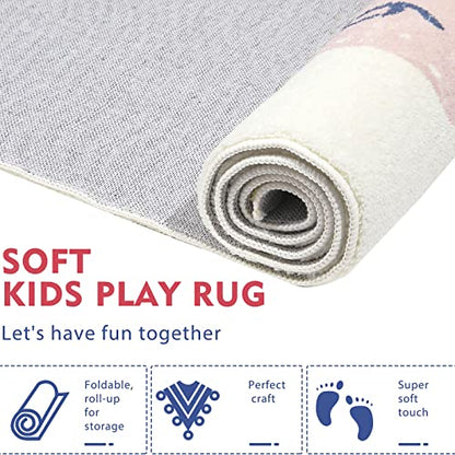 Topotdor Rainbow Sky Hopscotch Game Rugs,Kids Play Area Rugs Soft Floor Carpet for Bedroom Playroom Nursery,Great Gift for Girls & Boys,47" x 71" - size: 47" x 71"