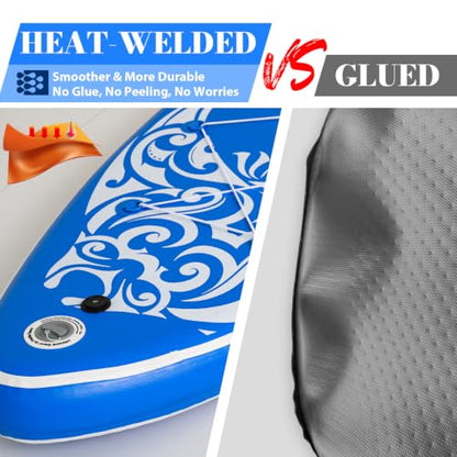 FEATH-R-LITE Inflatable Paddle Board Stand Up Paddleboards for Adults SUP with Premium Accessories Pump, Adjustable Paddle, Leash, Three Fins, Backpack - style: Dark Blue