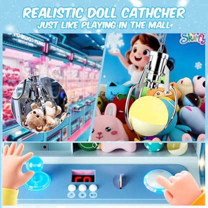 Skirfy Large Claws Machine Toy with Alloy Claw,LED Light & Adjustable Sound,16" Candy Dispenser Toys Mini Vending Machine for Kids Christmas Birthday Big Gifts for Girls Boys Ages 6+ - color: Blue