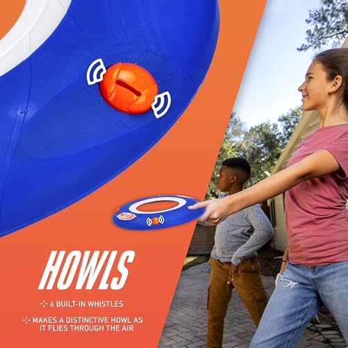 Nerf Kids Soft Flying Disc - Sonic Slinger Indoor + Outdoor Flying Disc Toy for Kids - 11" Inch - Super Lightweight Construction for Indoor + Outdoor Use - Howls When Thrown