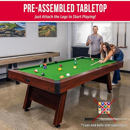 GoSports 7 and 8 ft Pool Tables with Wood Finish - Gray, Black, or Green Felt - Billiards Game Room Table for Adults & Family - Accessories Not Included - style: 8 ft Green