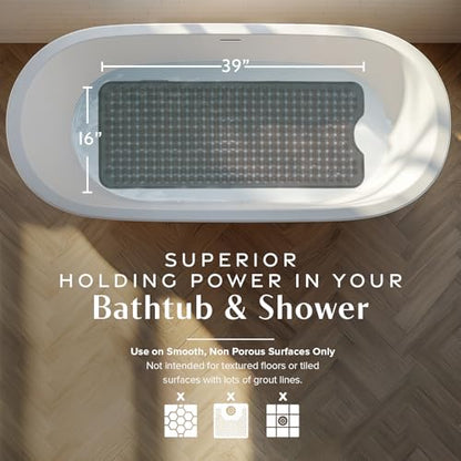 SlipX Solutions Power Grip Bathtub Safety Mat | Precision Grip Technology for Longer, Stronger, & Softer Wet Surface Protection | Clear Bronze 39"x16" - color: Clear Bronze