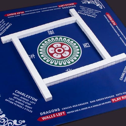 Mahjong Mat 32.4” x 32.4”, 3mm Thick Non-Slip Rubber Back Mahjong Table Mat, Noise Reduction Waterproof Mahjong Game Mat for Table, Mahjong Tile Mat for Cards, Dominoes & Board Games - color: Blue