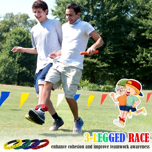 12 Pcs Summer Potato Sack Race Bags Outdoor Lawn Game with Egg and Spoon Running Game, 3 Legged Relay Race Band Carnival Play Outside Backyard Field Day Birthday Party Plays for Adult, Family, Company