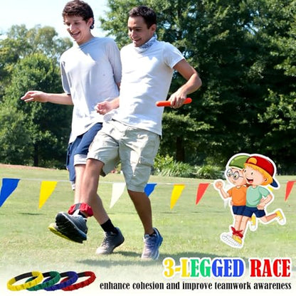 12 Pcs Summer Potato Sack Race Bags Outdoor Lawn Game with Egg and Spoon Running Game, 3 Legged Relay Race Band Carnival Play Outside Backyard Field Day Birthday Party Plays for Adult, Family, Company