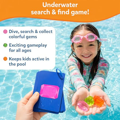 Skillmatics Pool Toys - Seek & Splash, Search & Find Water Game, Swimming Pool Dive Toy for Kids, Summer Fun & Gifts for Boys & Girls Ages 6, 7, 8, 9, 10, 11 & Up, Includes 64 Colorful Gems