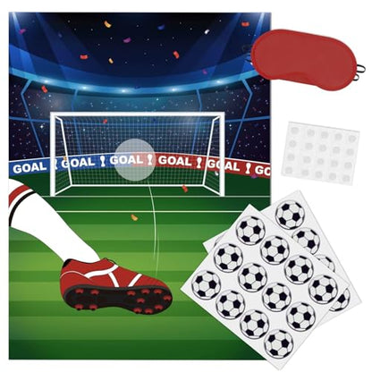 WERNNSAI Pin The Soccer on The Goal - Soccer Party Games for Kids Sports Themed Party Decorations Poster with 24pcs Ball Stickers Classroom Sports Party Favors - style: Soccer