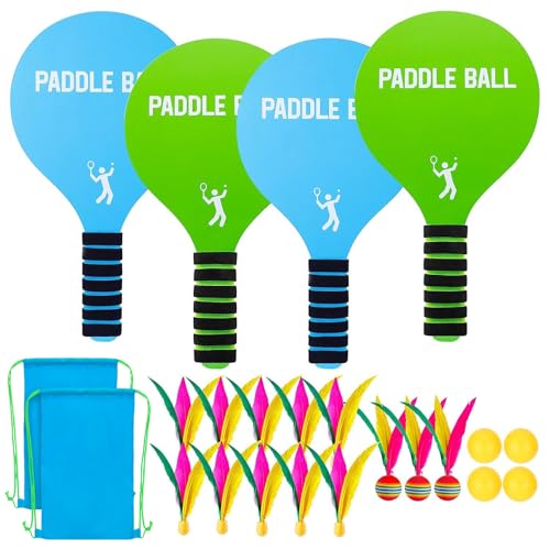 2 Sets Beach Games Toy Paddle Ball Set - Funny Paddleball Rackets Game, Outdoor Sports Toys for Kids Adults Family Games Yard Lawn Party Supplies, Beach Must Haves 2026, Blue Green, Medium - color: Blue, Green, size: Medium