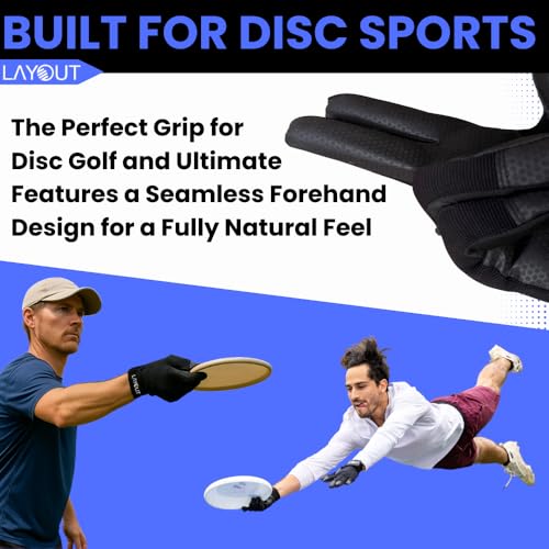 Layout Elite Disc Sports Glove – Precision Grip for Disc Golf & Ultimate Frisbee | Seamless Forehand Finger | Ultra-Light All-Weather, High Grip and Friction - size: Large