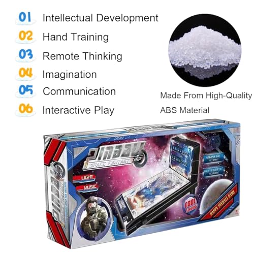 Classic Pinball Toy, Mini Arcade Pinball Game Favor for Children and Family with Lights Sounds and Scorer, Electronic Pinball Ball Shooting Game, Puzzle Tabletop Pinball Toys