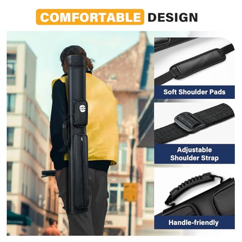 Trymaker Pool Cue Case, 2x2 Pool Stick Case (Not for 3/4) – Hard Billiard Bag for 2 Sticks, Billiard Accessories - color: Black