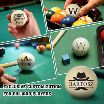 Personalized Cue Ball, Billiards Cue Ball – Customized Pool Ball,Custom Pool Table Accessory,Gift for Dad Husband Billiards Player, Father's Day Wedding Birthday - color: Custom Double-Sided