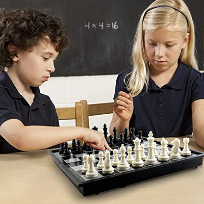 DINOBROS Magnetic Travel Chess Set with Folding Board Portable Chess Board Games Gift for Kids and Adults - style: Chess Set