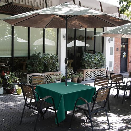 Melaluxe Spring/Summer Wrinkle-Free Waterproof Outdoor Tablecloth with Umbrella Hole and Zipper,60-Inch-by-84 Rectangle, Dark Green, Seats 6 to 8 People - color: Dark Green, size: 60" x 84" (Rectangular)