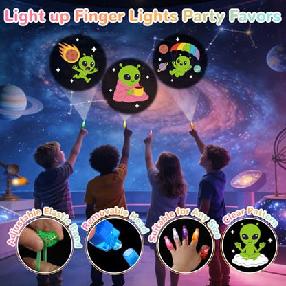 36 Pack Alien Party Favors LED Finger Lights, Glow in the Dark Outer Space Alien Party Supplies, Goodie Bag Stuffers Classroom Treasure Box Prizes, Galaxy Planet Party Gifts for Kids - style: Alien