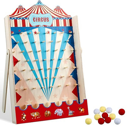 Fulmoon Disk Drop Game with 8 Disks Halloween Carnival Circus Theme Christmas Party Fun Wood Family Board Game for Birthday Party Decorations Supplies Activities(15.7 x 10 Inch) - size: 15.7 x 10 Inch