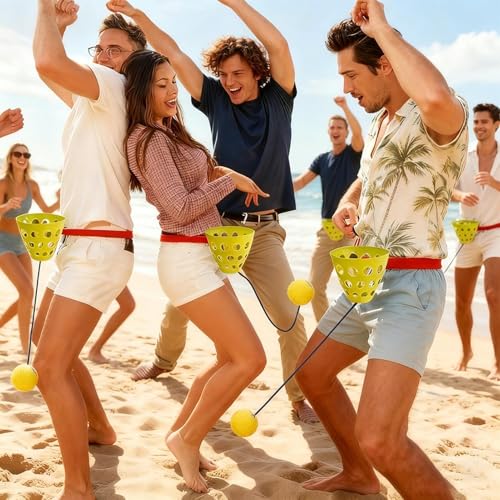Swing Ball Game - Catch Cup | Funny Family Party Game | Swing Bucket Ball Catching Toy For Wedding Birthday Christmas Graduation Beach Yard Outdoor Indoor Fun Activity - color: Yellow